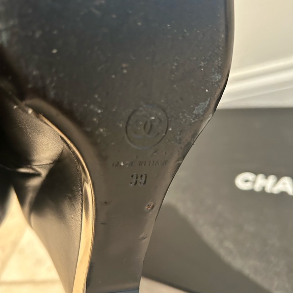 Authentic Chanel Black Lambskin Wedge Boots - Picture 7 of 10